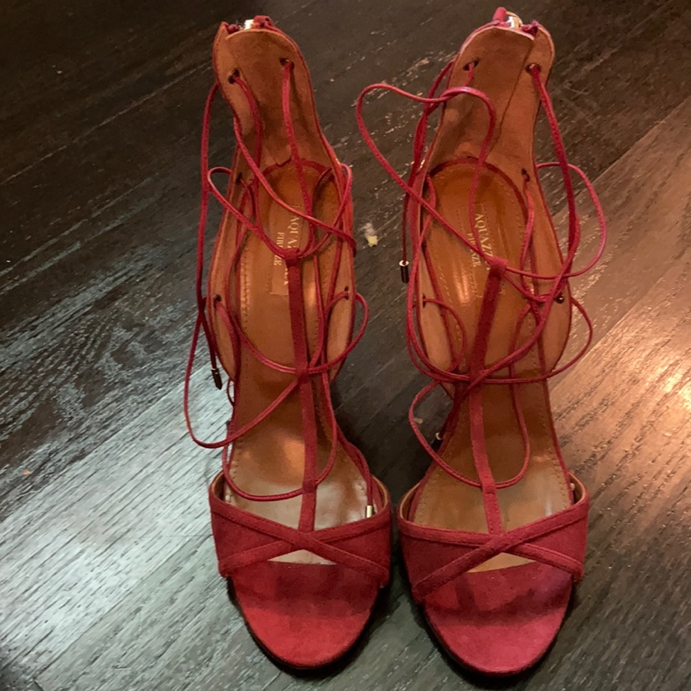 Aquazzura Red Suede Sandal 40